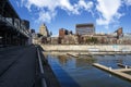 Montreal Old Port view from King Edward Quay MontrÃÂ©al Science Centre empty marena Royalty Free Stock Photo