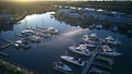 Marina coomera waters gold coast backing onto local pub and shopping center Very popular Royalty Free Stock Photo