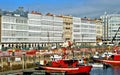 Marina Coruna and typical buildings in Galicia