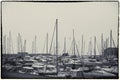 Marina in Deauville, Normandy, France in black and white, toned Royalty Free Stock Photo