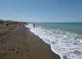 Marina di Bibbona, Livorno. Beautiful sandy beach, sea on a sunny summer day, people