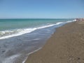 Marina di Bibbona, Livorno. Beautiful sandy beach, sea on a sunny summer day, people