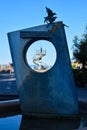 Marina di Cecina, the fountain in Largo Cairoli in the morning on a sunny summer day