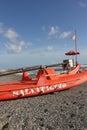 Lifeguard boat on Marina di Massa beach Royalty Free Stock Photo