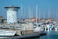 marina di ravenna industrial port large ships for the transport of goods in containers Royalty Free Stock Photo