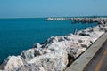 marina di ravenna industrial port large ships for the transport of goods in containers Royalty Free Stock Photo