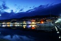 Marina Dinevi yacht port in Sveti Vlas, Bulgaria. Night landscape Royalty Free Stock Photo