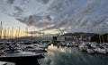 The marina at dusk. Lavagna. Italy Royalty Free Stock Photo