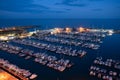 Marina evening lights El Campello Alicante Spain with boats
