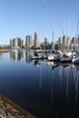 Marina in False Creek, Vancouver vertical Royalty Free Stock Photo