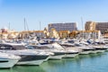 Marina full of luxurious yachts in touristic Vilamoura, Algarve, Portugal