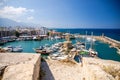 Marina harbour and port with yachts in Kyrenia Girne, North Cyprus