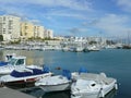 Marina located on coastal harbor of Estepona, Spain