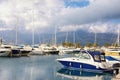 Marina. Montenegro, Tivat city. View of yacht marina of Porto Montenegro in winter Royalty Free Stock Photo