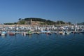 Marina With Monterreal Castle At The Background In Bayonne. Nature, Architecture, History, Travel. August 16, 2014. Bayona,