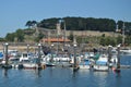Marina With Monterreal Castle At The Background In Bayonne. Nature, Architecture, History, Travel. August 16, 2014. Bayona,