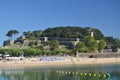 Marina With Monterreal Castle At The Background In Bayonne. Nature, Architecture, History, Travel. August 16, 2014. Bayona,