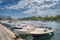 Marina with moored motorboats in Zadar