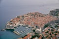 Marina with moored yachts in the port of Dubrovnik. Croatia. Drone