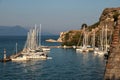 Marina next to the Old citadel in Corfu Town Greece Royalty Free Stock Photo