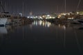 Marina at night in El Campello, Alicante, Spain