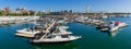 Marina of Old-Port of Montreal panoramic view Royalty Free Stock Photo