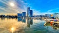 Marina and one of the tallest buildings in Poland, Sea Towers in Gdynia Royalty Free Stock Photo