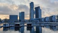 Marina and one of the tallest buildings in Poland, Sea Towers in Gdynia Royalty Free Stock Photo