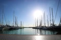 Marina Parking lots of yachts on the sea under the blue sky