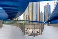 Marina Pedestrian Bridge footbridge, modern urban architecture with geometric structures, Dubai