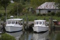 Working boats in the marina on a summer afternoon. Fishing, crabbing and oystering vessels.