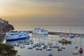 The marina at sunset, La Palais the island of Belle Ile en Mer. Royalty Free Stock Photo