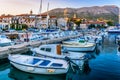 Marina in sunset time, Korcula town.