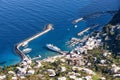 Touristic Town on Capri Island in Bay of Naples, Italy. Aerial View Royalty Free Stock Photo