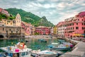 The marina of Vernazza, a picturesque fishing village in Cinque Terre, Liguria, Italy. Royalty Free Stock Photo