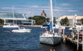 Marina viewed from Annapolis Eastport side with the Dome of the US Naval Academy