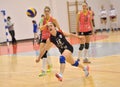 Marina Vujovic try to save a point during the match between CSM Bucharest and CS Stiinta Bacau