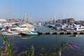 Marina Weymouth Dorset UK with boats and yachts on a calm summer day