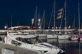 Marina with yacht boats in Sopot at night, Poland