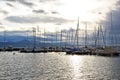 Yachts and boats at Ouchy port , Lake Geneva , Switzerland Royalty Free Stock Photo