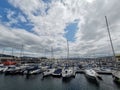 Marina of yachts and sailboats in the town of Cangas de Morrazo, Pontevedra, Spain Royalty Free Stock Photo