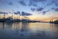 Southern Florida Marina with yachts at dusk Royalty Free Stock Photo