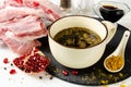 Marinade for skewers of soy sauce and pomegranate juice Royalty Free Stock Photo