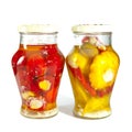 Marinaded tomatoes in a glass jar