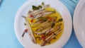 Marinate anchovies traditional greek sea plat Royalty Free Stock Photo