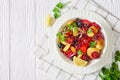 Marinated baby octopus with potatoes, copy space Royalty Free Stock Photo