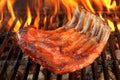 Marinated With BBQ Sauce Pork Spare Rib On Hot Grill Royalty Free Stock Photo