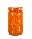 Marinated carrots in a glass jar