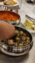 marinated champignon mushrooms, tasty food casserole, vegetables