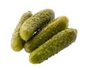 Marinated cucumbers, pickles isolated on white background with clipping path Royalty Free Stock Photo